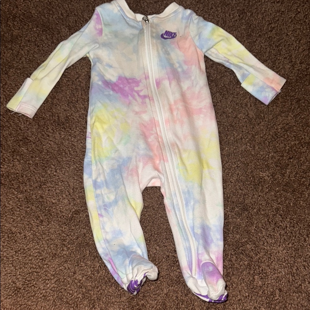 Nike Purple and Blue Footies One Piece with Full-Length Zipper
